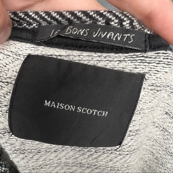 Maison Scotch Embroidered Textured Black and White Pullover Crewneck XS - Picture 11 of 12